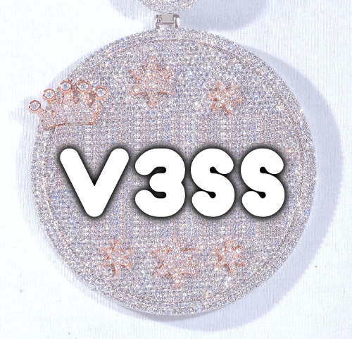CUSTOM LETTER NECKLACE 3D BIG CROWN DISC