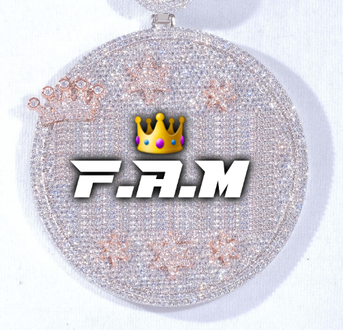 CUSTOM LETTER NECKLACE 3D BIG CROWN DISC