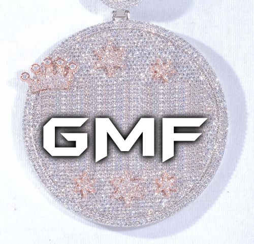 CUSTOM LETTER NECKLACE 3D BIG CROWN DISC