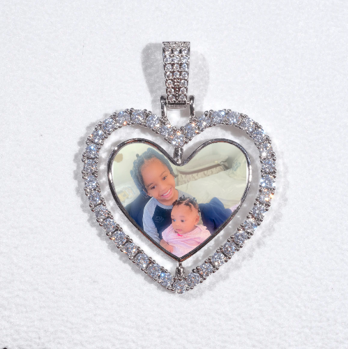 3D Spinning 2-Faced Heart Custom Picture Pendant