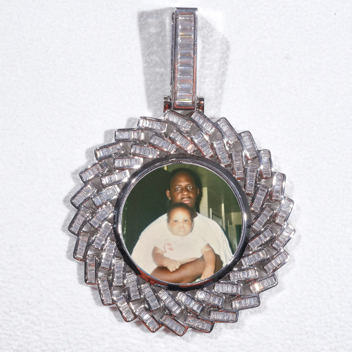 Large 3D Baguette Custom Picture Pendant