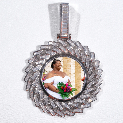 Large 3D Baguette Custom Picture Pendant