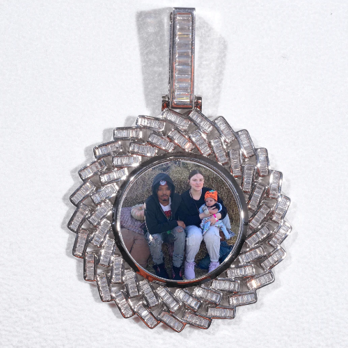 Large 3D Baguette Custom Picture Pendant