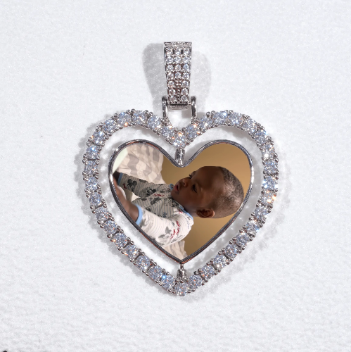 3D Spinning 2-Faced Heart Custom Picture Pendant