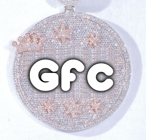 CUSTOM LETTER NECKLACE 3D BIG CROWN DISC