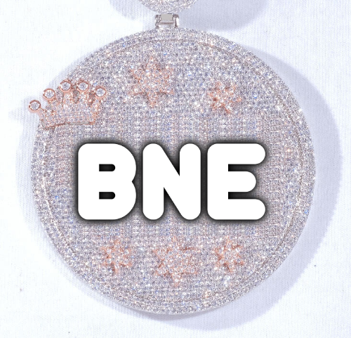 CUSTOM LETTER NECKLACE 3D BIG CROWN DISC