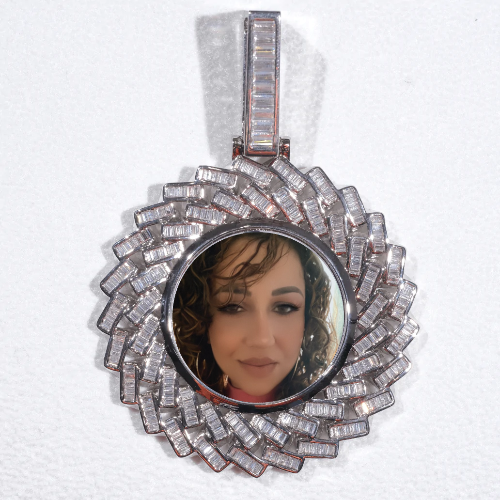 Large 3D Baguette Custom Picture Pendant