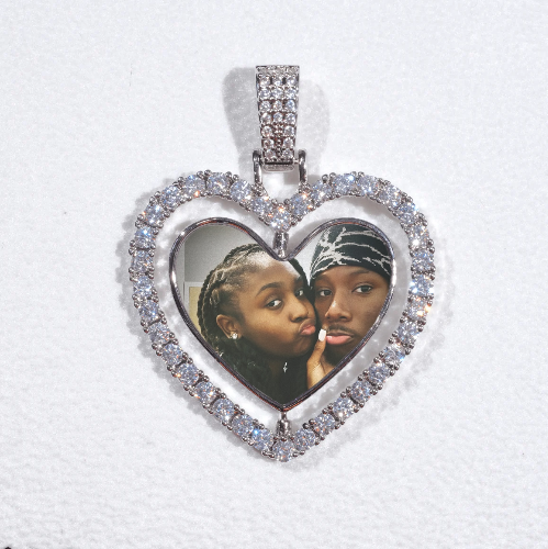 3D Spinning 2-Faced Heart Custom Picture Pendant