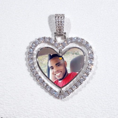 3D Spinning 2-Faced Heart Custom Picture Pendant
