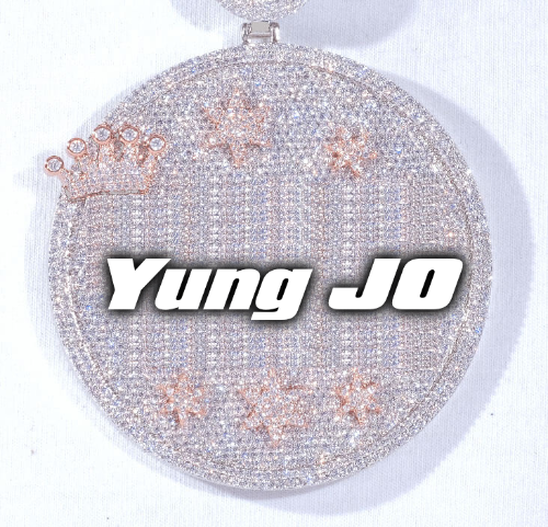 CUSTOM LETTER NECKLACE 3D BIG CROWN DISC