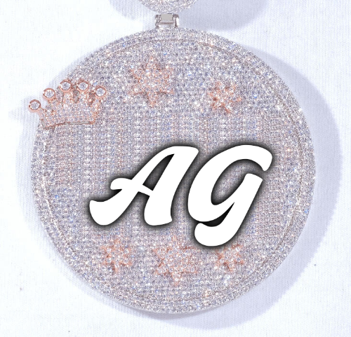 CUSTOM LETTER NECKLACE 3D BIG CROWN DISC