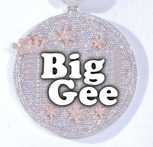 CUSTOM LETTER NECKLACE 3D BIG CROWN DISC