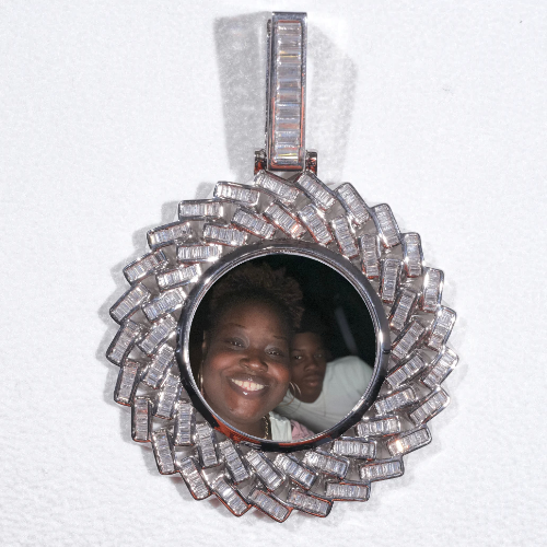 Large 3D Baguette Custom Picture Pendant