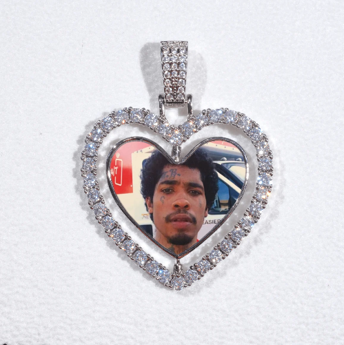 3D Spinning 2-Faced Heart Custom Picture Pendant