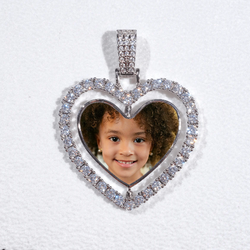 3D Spinning 2-Faced Heart Custom Picture Pendant
