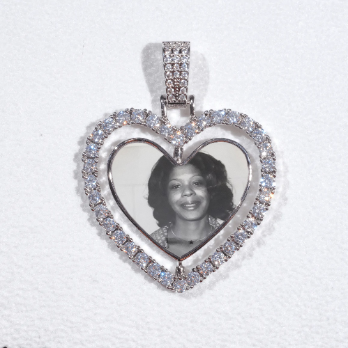 3D Spinning 2-Faced Heart Custom Picture Pendant