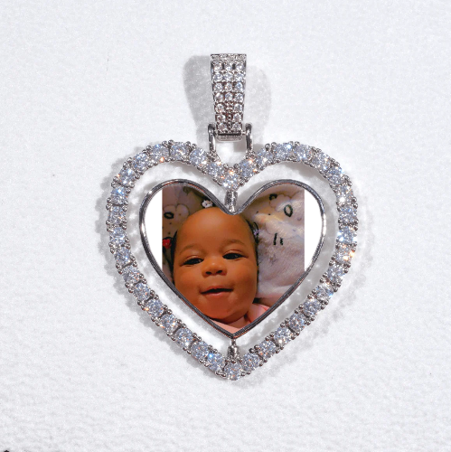 3D Spinning 2-Faced Heart Custom Picture Pendant