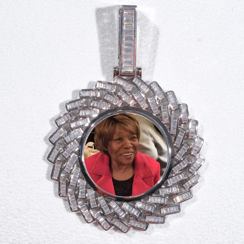 Large 3D Baguette Custom Picture Pendant