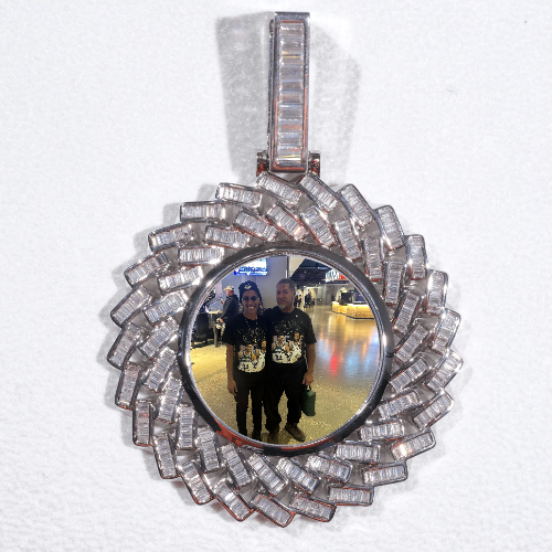 Large 3D Baguette Custom Picture Pendant