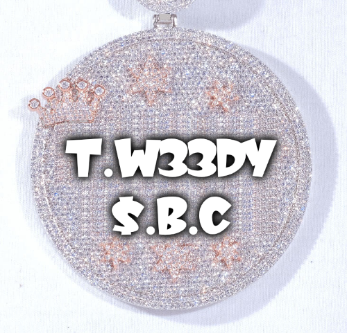 CUSTOM LETTER NECKLACE 3D BIG CROWN DISC