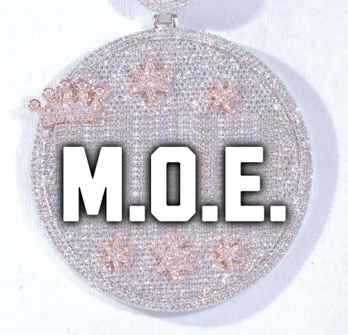 CUSTOM LETTER NECKLACE 3D BIG CROWN DISC