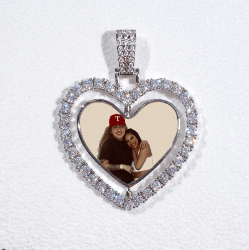 3D Spinning 2-Faced Heart Custom Picture Pendant