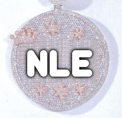 CUSTOM LETTER NECKLACE 3D BIG CROWN DISC