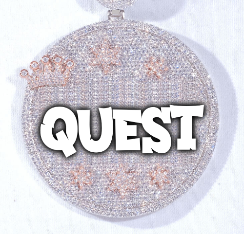 CUSTOM LETTER NECKLACE 3D BIG CROWN DISC