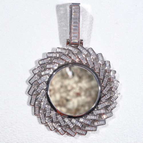 Large 3D Baguette Custom Picture Pendant