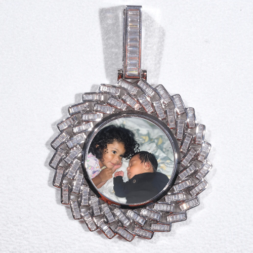 Large 3D Baguette Custom Picture Pendant