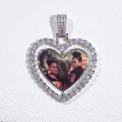 3D Spinning 2-Faced Heart Custom Picture Pendant