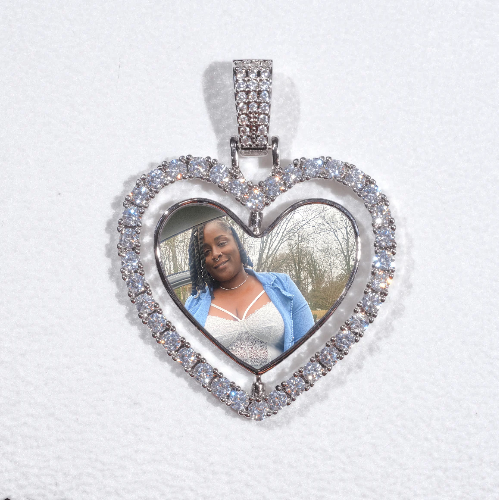 3D Spinning 2-Faced Heart Custom Picture Pendant