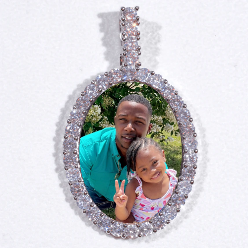 Large 3D Oval Custom Picture Pendant