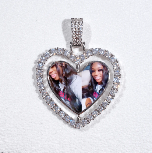 3D Spinning 2-Faced Heart Custom Picture Pendant