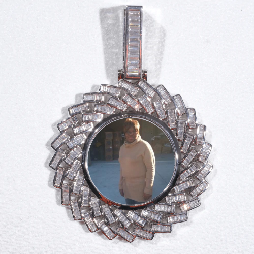 Large 3D Baguette Custom Picture Pendant