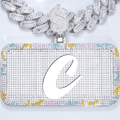 CUSTOM LETTER NECKLACE 3D COLORFUL SQUARE