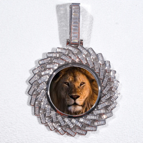 Large 3D Baguette Custom Picture Pendant