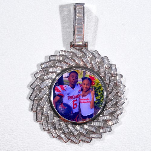 Large 3D Baguette Custom Picture Pendant