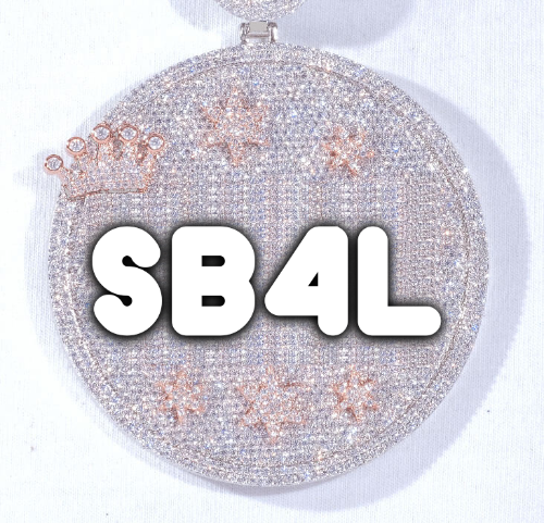 CUSTOM LETTER NECKLACE 3D BIG CROWN DISC