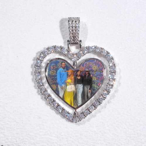 3D Spinning 2-Faced Heart Custom Picture Pendant