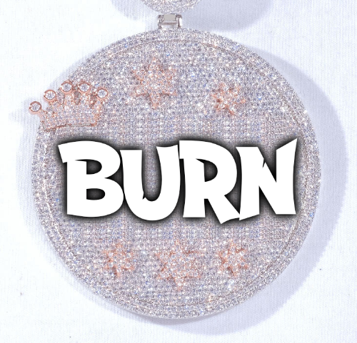 CUSTOM LETTER NECKLACE 3D BIG CROWN DISC