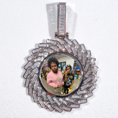 Large 3D Baguette Custom Picture Pendant