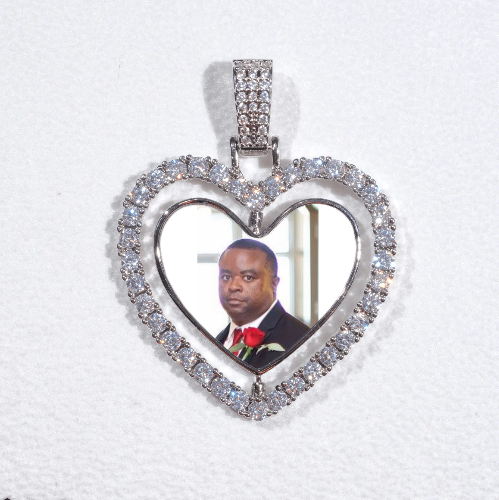3D Spinning 2-Faced Heart Custom Picture Pendant