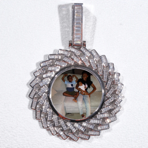 Large 3D Baguette Custom Picture Pendant