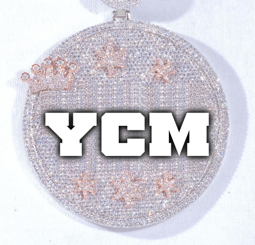CUSTOM LETTER NECKLACE 3D BIG CROWN DISC