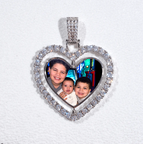 3D Spinning 2-Faced Heart Custom Picture Pendant