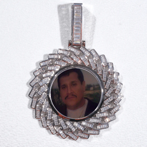 Large 3D Baguette Custom Picture Pendant