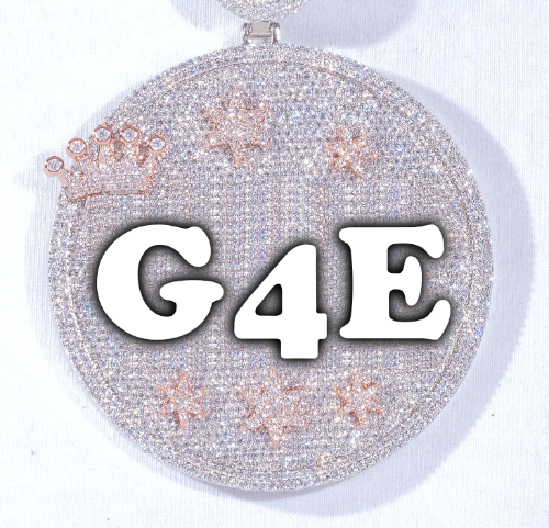 CUSTOM LETTER NECKLACE 3D BIG CROWN DISC