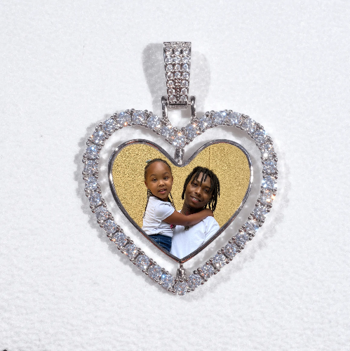 3D Spinning 2-Faced Heart Custom Picture Pendant