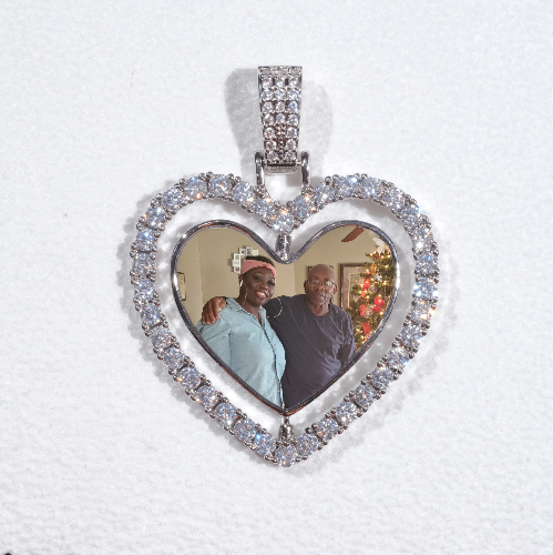 3D Spinning 2-Faced Heart Custom Picture Pendant